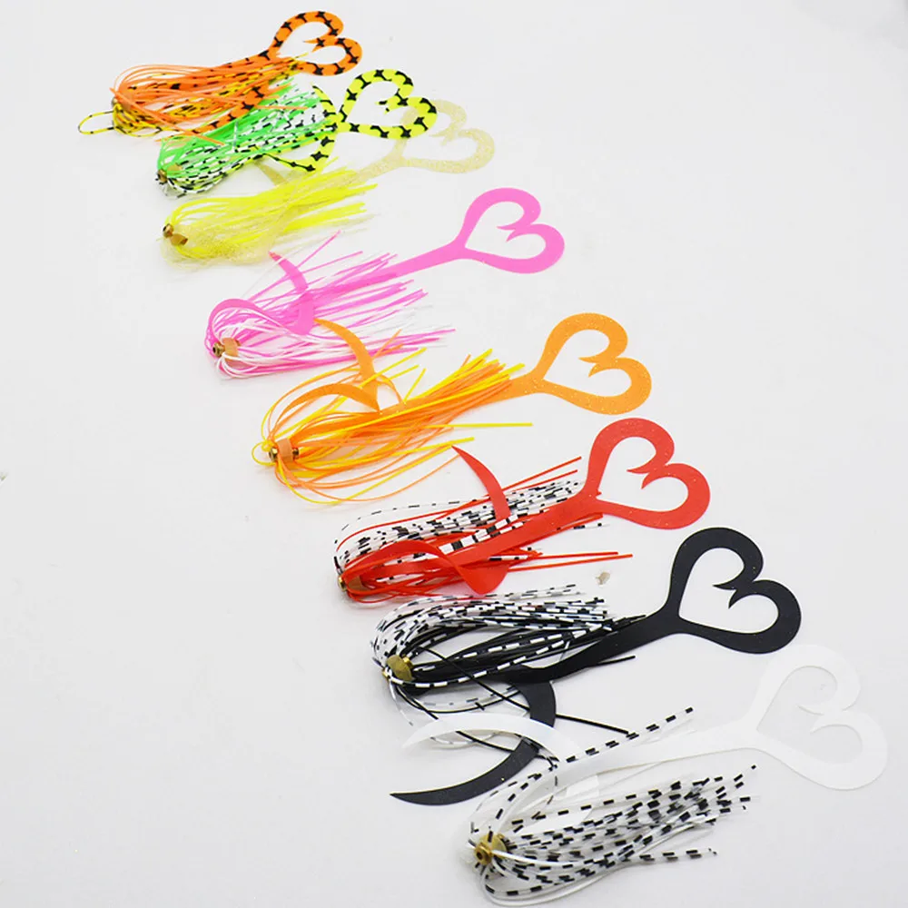 50pcs/lot Assist Hooks with Silicone Rubber Skirt Trailer Replacement Fishing Lure Octopus Jigs