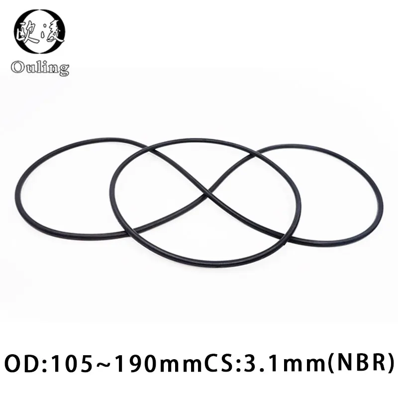 Rubber Ring Black NBR Sealing O-Ring CS3.1mm OD105/110/115/120/125/130/135/140/145/150/160/170/180/190mm Gasket Rings Washer