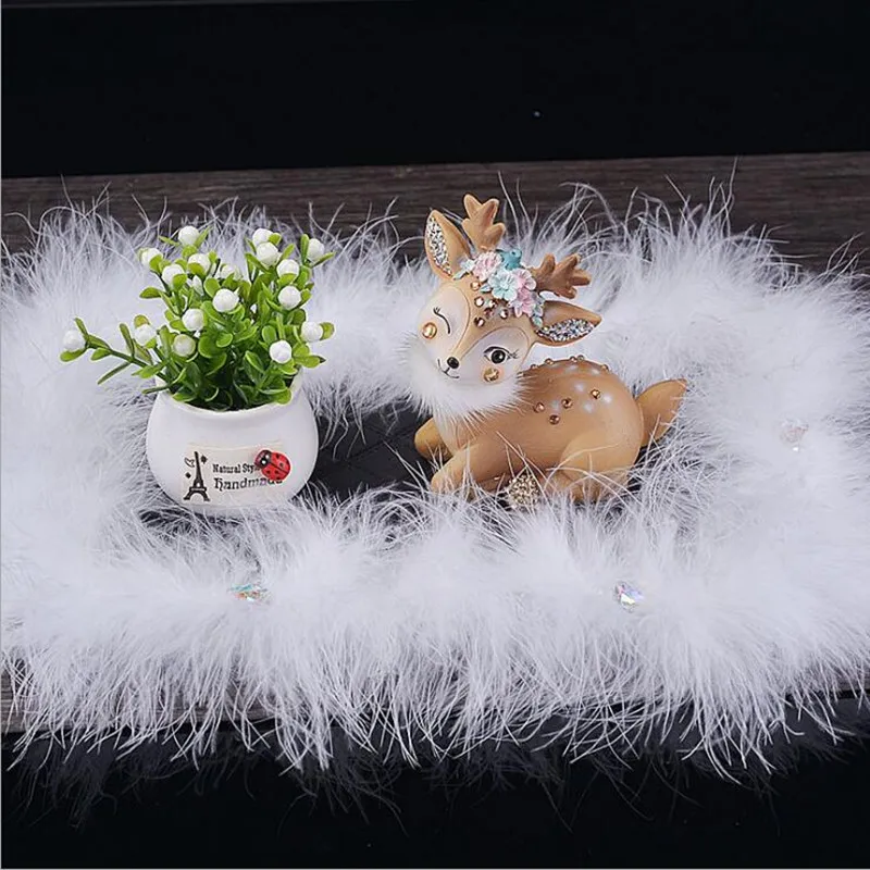 Car Ornaments Crystal Deer Dashboard Decoration Personality Artificial Plants Cute Deer Feather Car Interior Decor Home Gifts