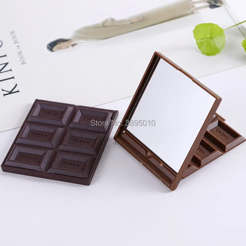 Cute Chocolate Cookie Shaped Square Pocket Mirror Mini Foldable Makeup Mirror F977