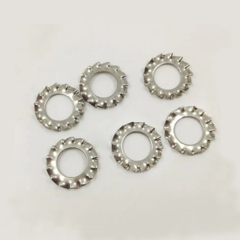 100Pcs Lock Washers Stainless Steel A2 External Teeth Lock Washer External Teeth Locking Washers M3 M4 M5 M6 M8 M10 M12 M14 M16