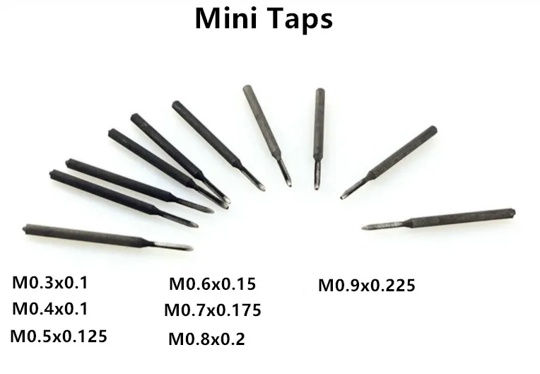 5pcs/lot M0.4/M0.5/M0.6/M0.7/M0.8/M0.9 Machine screw tap HSS H2 Straight Fluted Screw Thread Metric Plug Hand Tap Drill