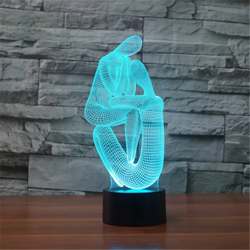 Brinquedos led 2019 figuras de ação nova pessoa abstrata 7 cor 3d lâmpada led acrílico visual criativo toque ilusão lâmpada