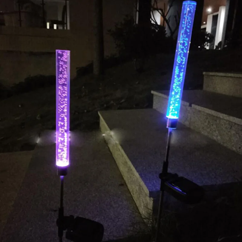 Waterproof Solar Power Tube Lights Lamps Ground Outdoor LED light Bubble Pathway Lawn Landscape Garden Stick Stake Solar lamp