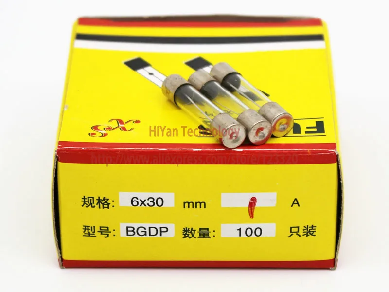 (100pcs/lot) 6*30MM 1A Fuses Fast Quick Blow Glass Tube Fuse 6x30mm 250V 1A F1AL250V