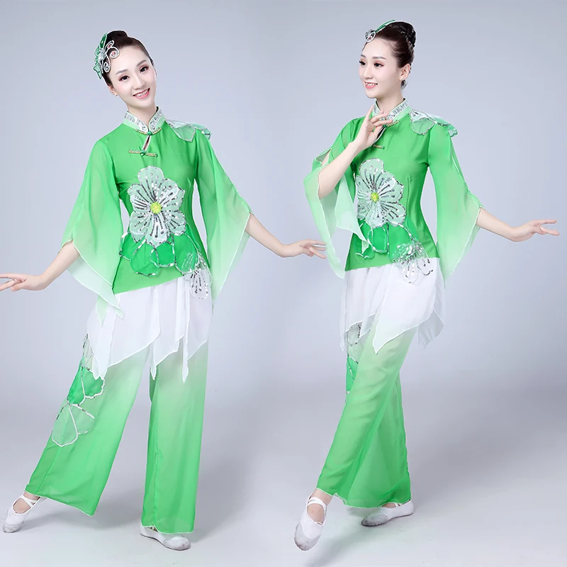 Female Yangge 2019 New Classical Dance Performance Clothing Waist Middle-aged Fan Dance National Umbrella Dance