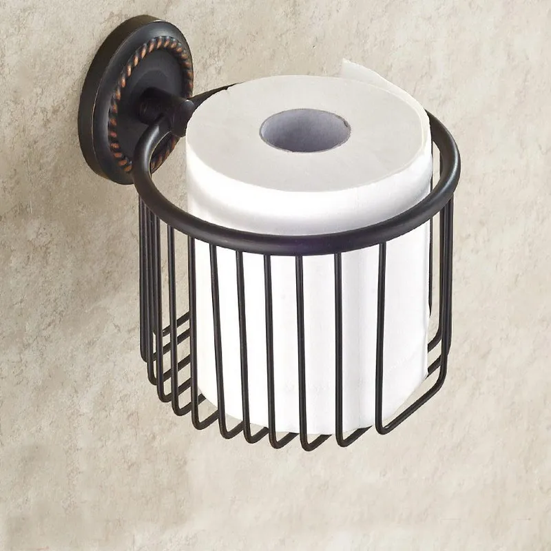 Oil Rubbed Bronze Bathroom Kitchen Toilet Roll Paper Tissue Holder Wall Mounted Paper Storage Basket Rack KD659