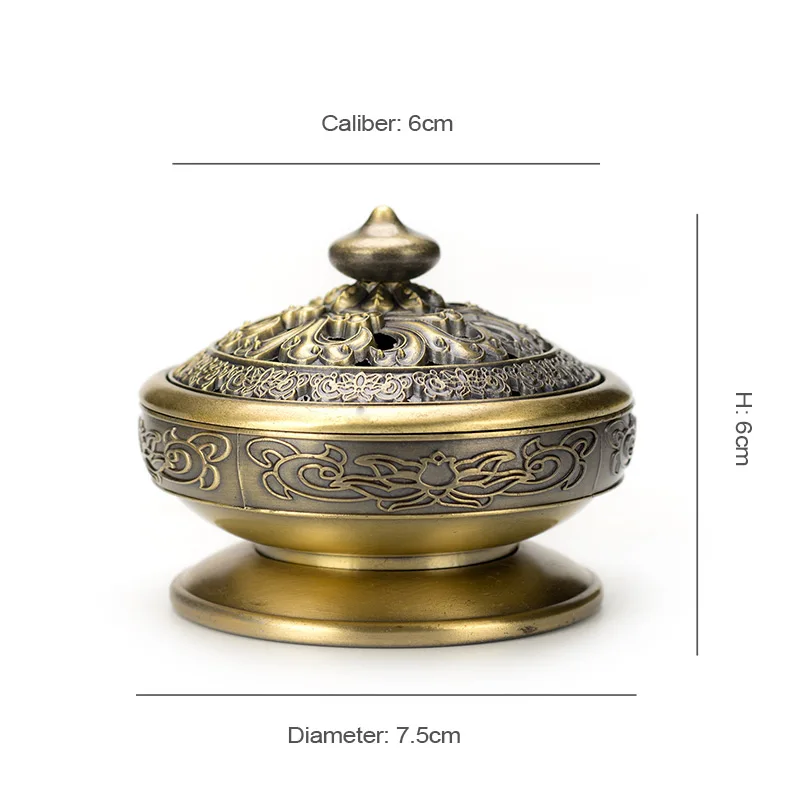 PINNY Nepalese Classical Metal Incense Burner Alloy Coil Censer Buddha Decor Cone Incense Base Sandalwood Metal Crafts