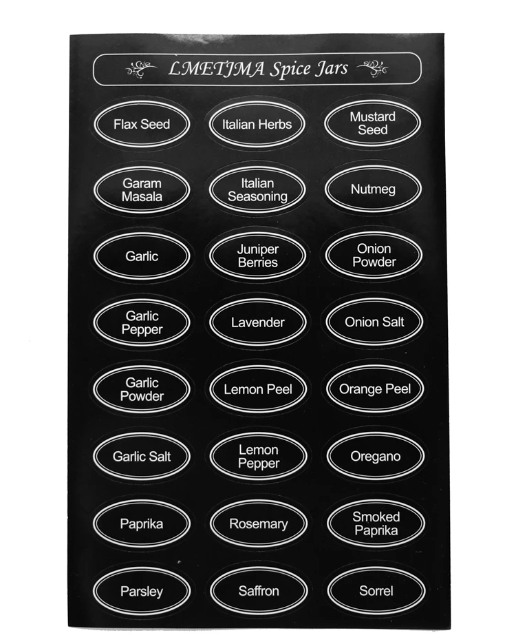 LMETJMA Magnetic Spice Jars Set With Spice Labels and Chalkboard Pen Stainless Steel Seasoning Pepper Spice Storage Jars Tins