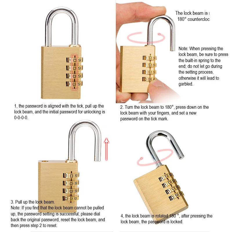 Can Set Your Own Password Padlock for Secret Notebook Small Furniture Cabinet Drawer Suitcase Storage Bag Digit Combination Lock