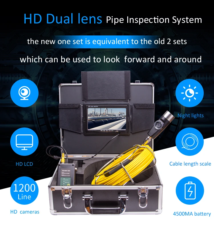 

WP90E 20M Snake Video Endoscope Camera Pipe Drain with WIFI Sewer Well Wall Underwater Inspection Camera System Monitor