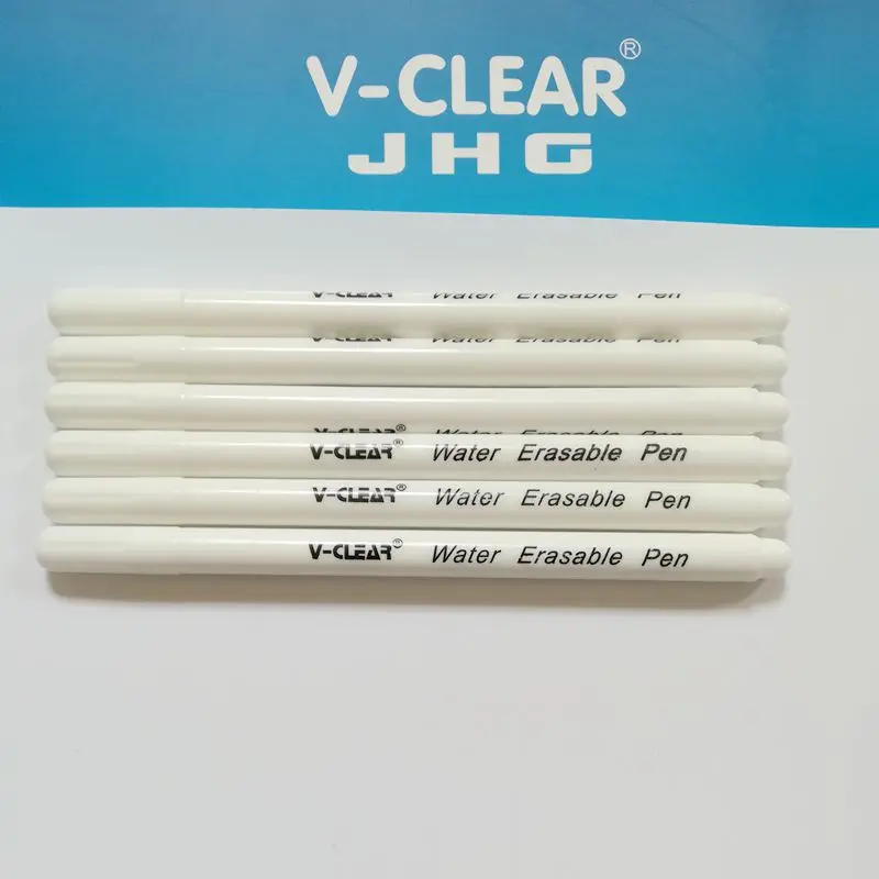 VCLEAR White Water Soluble Marker Pen for Dark Fabric Marking 6 pcs Water Erasable Marking Pen for Dark Leather Marking