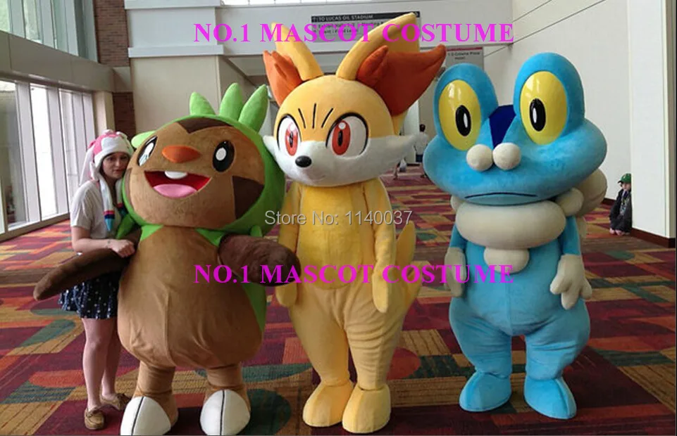 mascot Chespin Froakie and Fennekin mascot costume anime cartoon character cosplay show carnival costume fancy dress