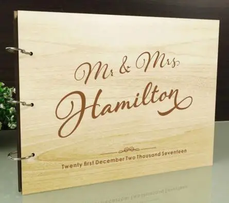 

personalized Mr. & Mrs. Rustic wedding guest album engraved Wooden guestbooks Reception party favors decorations