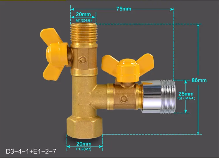 

Good Quality 1/2" T Type 2 Way Splitter Brass Water Hose Tap Quick Connector with Valve Gardening Irrigation Tool