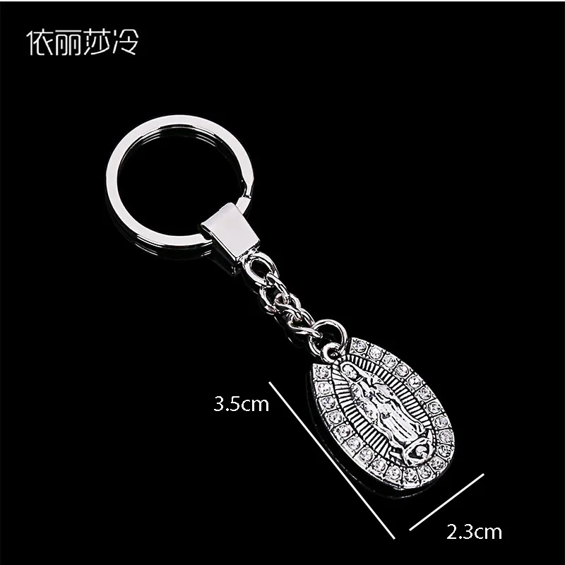 Religious Rose Madonna of Our Lady Guadalupe Pendant Key Chain Ladies Jewelry Key Car Keychain Ring Chain