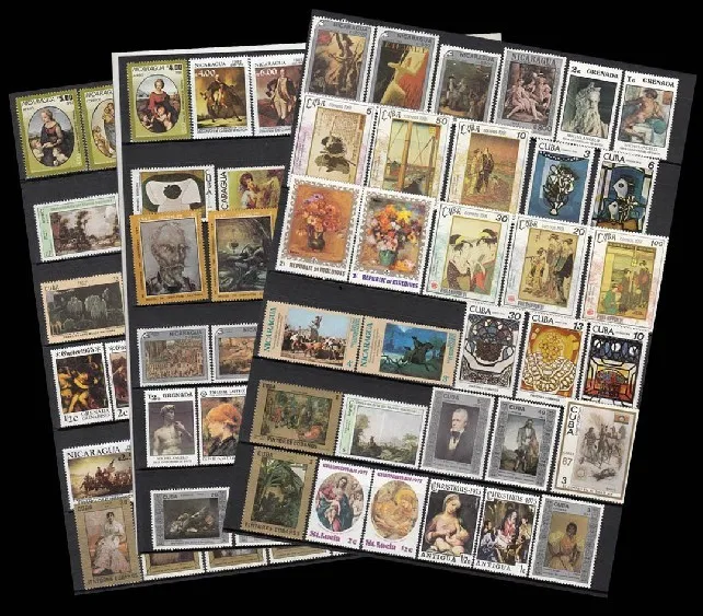 New 50Pcs/Lot Artist Paint Famous Paintings All Different From Many Countries NO Repeat  Postage Stamps for Collecting