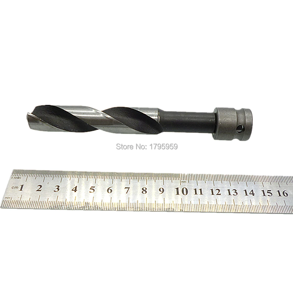 Punta da trapano per la lavorazione del legno Punte elicoidali HSS con codolo ridotto da 18 mm con adattatore convertitore quadrato da 1/2" per perforazione di legno e plastica
