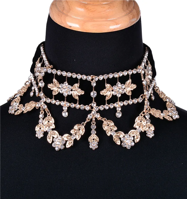 KMVEXO Big Maxi Statement Necklace for Women 2020 Rhinestone Necklace Flower Ribbon Collar Choker Necklace Luxury Bijoux Jewelry