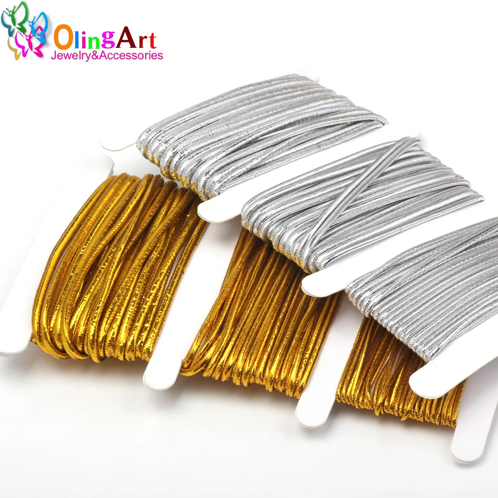 OlingArt 1.0mm/1.5mm/2.0mm 3M/9M Gold /Silver thread color Nylon elastic line Cord Ropes Line Wire DIY Jewelry Making Bracelet