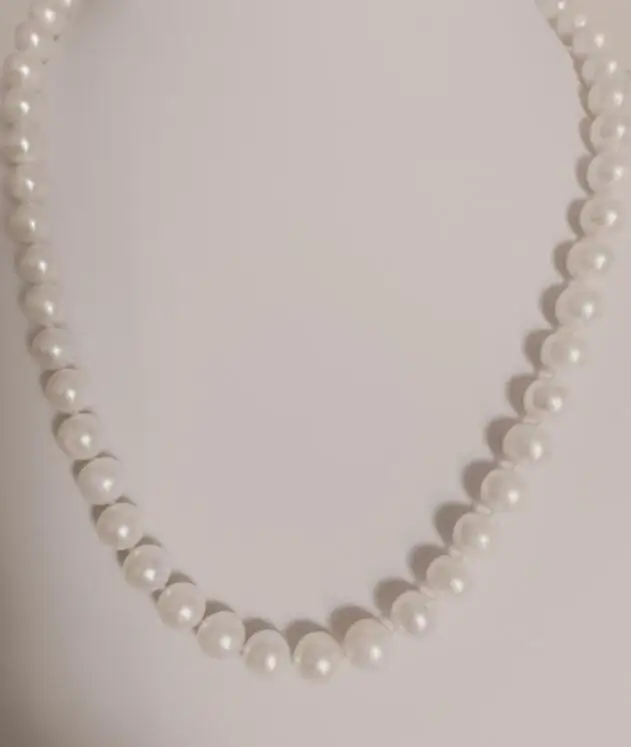 

Woman natural Exquisite 10MM WHITE AKOYA SHELL PEARL NECKLACE 18"-jewelry