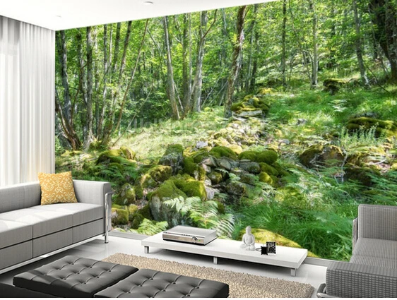 Custom landscape wallpaper.Green Spring Forest,3D modern wallpaper for living room bedroom restaurant wall embossed wallpaper