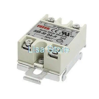 50A Gray Metal Base Solid State Relay w DIN Rail SSR-50DA-H Input DC 3-32V