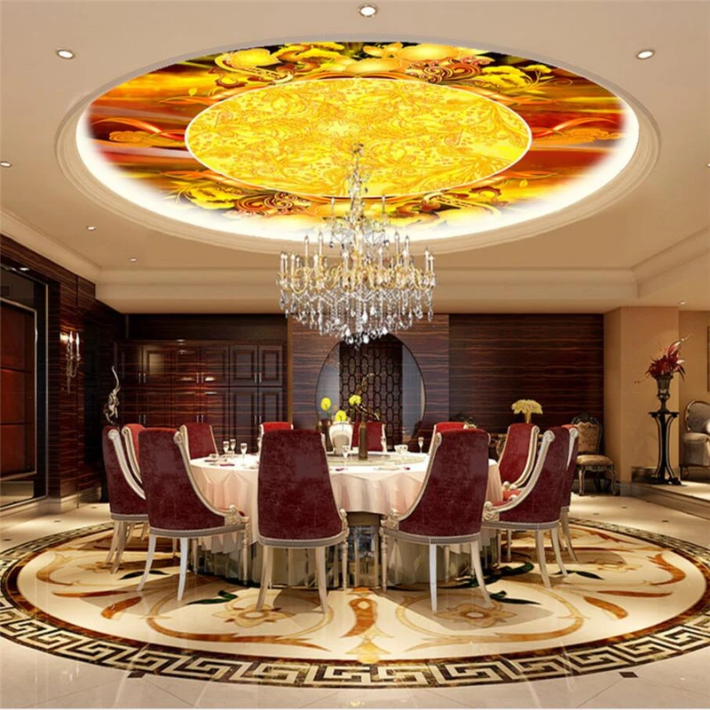 

wellyu Custom Wallpaper 3d Fresco Chinese Restaurant Hotel Restaurant Living Room Ceiling Mural Обои papel de pared 3d wallpaper