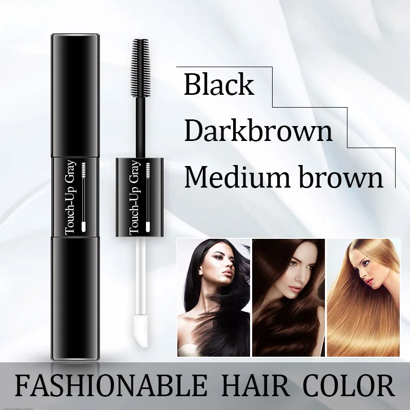 One-Time Hair dye Pen  Instant Gray Root Coverage Hair Color white to dark brown black 2 brushes soft head easy apply temporary