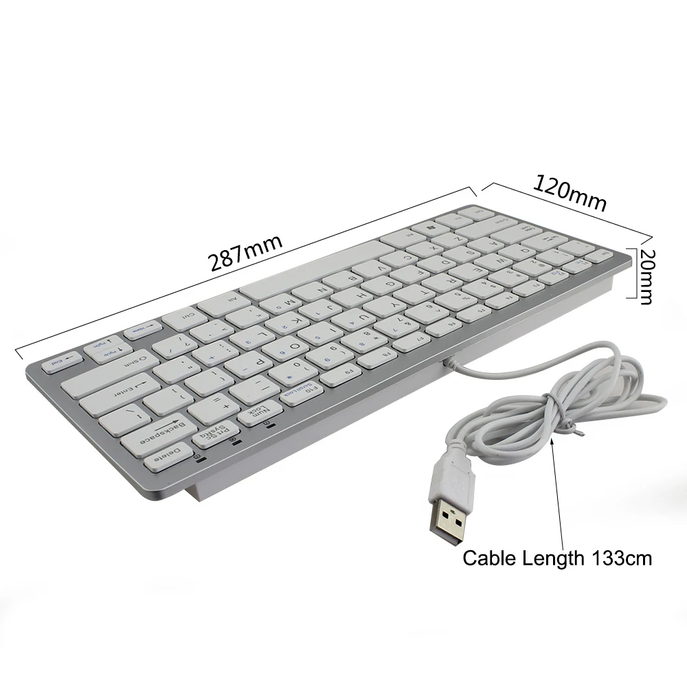 CHYI Ultra Slim 78 Keys Scissor USB2.0 Wired Keyboard 78-Key Ultra-Thin Keypad USB Cable Mini Silent Keyboard For Laptop Desktop