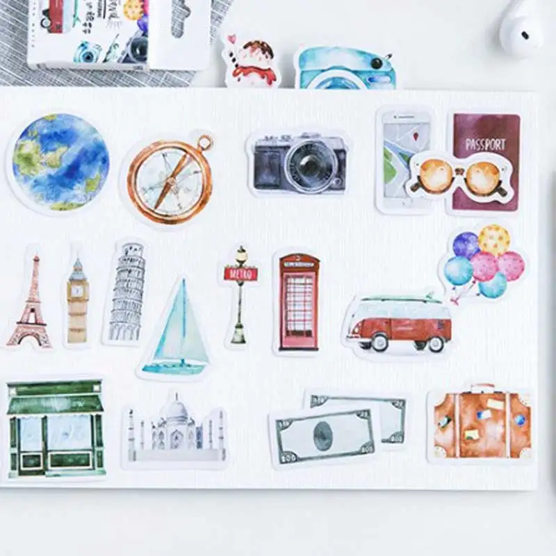 46 Pcs/box Traveling Alone Stickers Kawaii Decoration Diary Album Adhesive Paper Sticker Planner Scrapbooking Sticker Stationery