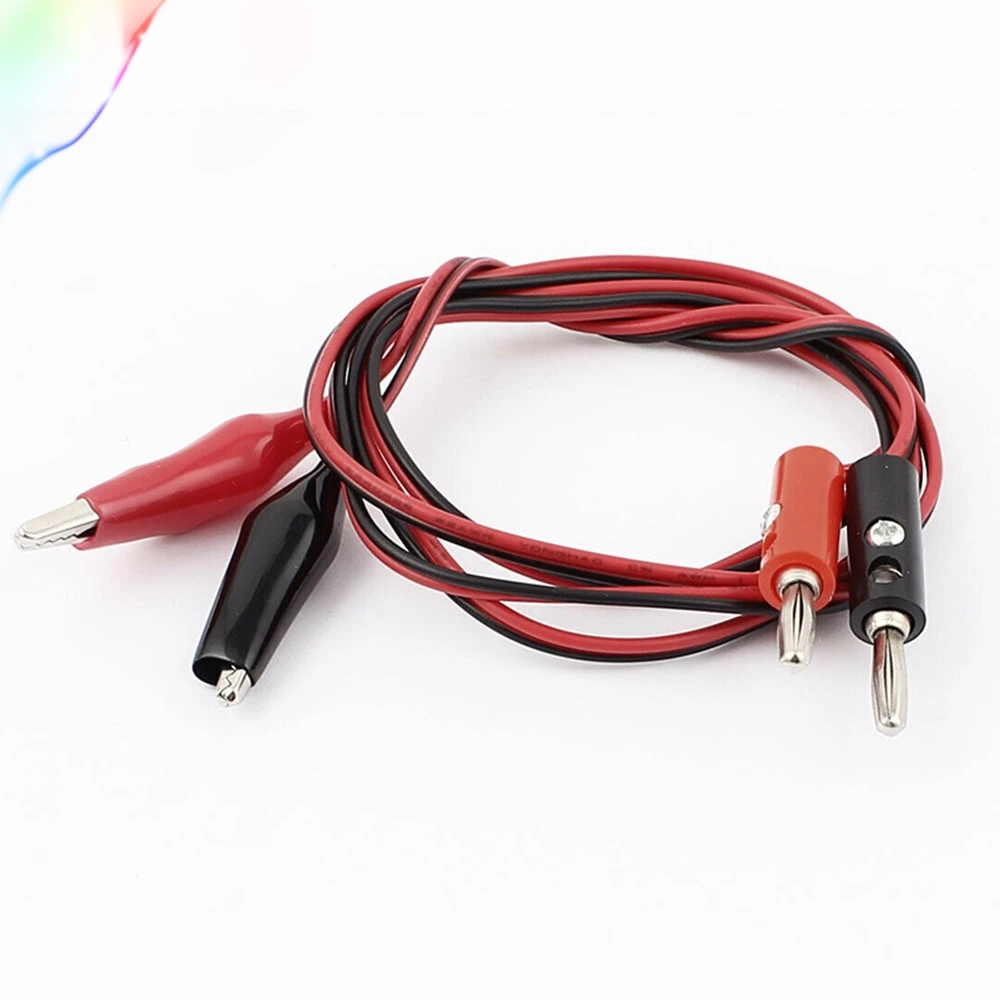 Multimeter Alligator Test Lead Clip to 4mm Banana Probe Cable Black Red 1M