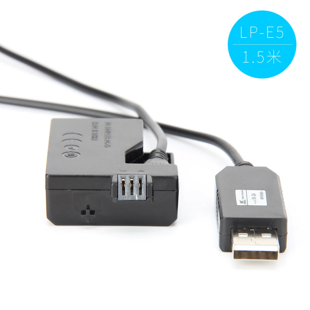 5V USB ACK-E5 zasilacz DC kabel napędowy moc LP-E5 imitacja baterii DR-E5 DC łącznik uchwyt do Canon EOS 450D 500D 1000D XS XSi