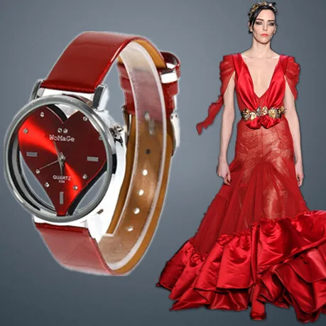 Women Vogue Watch Feminino Relogio Fashion Exquisite Peach Heart Design Watches Casual Leather Quartz WristWatch Female Relojes