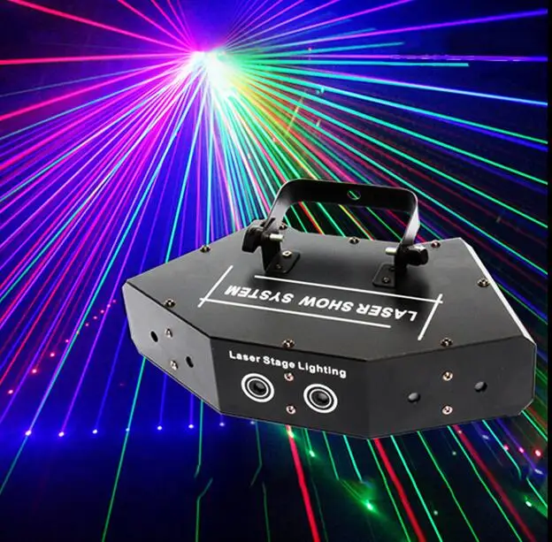 

RGB 6 Laser 16 image Lines Beam Scans DMX DJ Bar Coffee Xmas Home Party Disco Effect Lighting Light Laser light Show