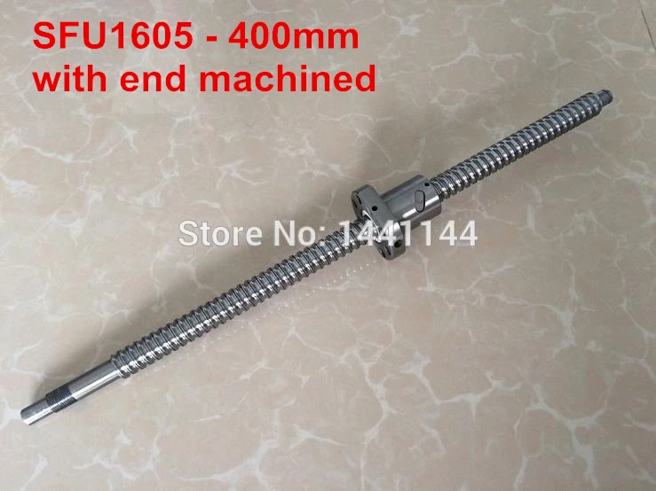 1pc SFU1605 Ball Screw  L=400mm BK12/BF12 end machined + 1pc 1605 BallScrew Nut for CNC Router