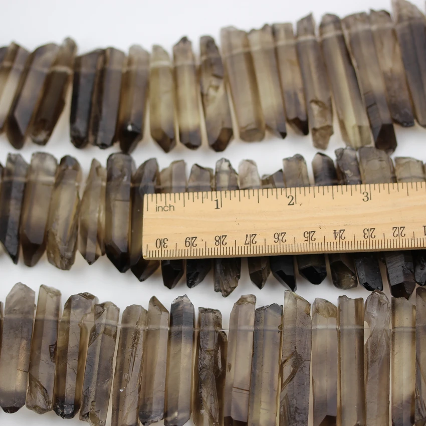 Natural Smoky Color Quartz Sticks Beads Jewelry Supplies,Top Drilled Rough Raw Crystal Points Beads Necklace