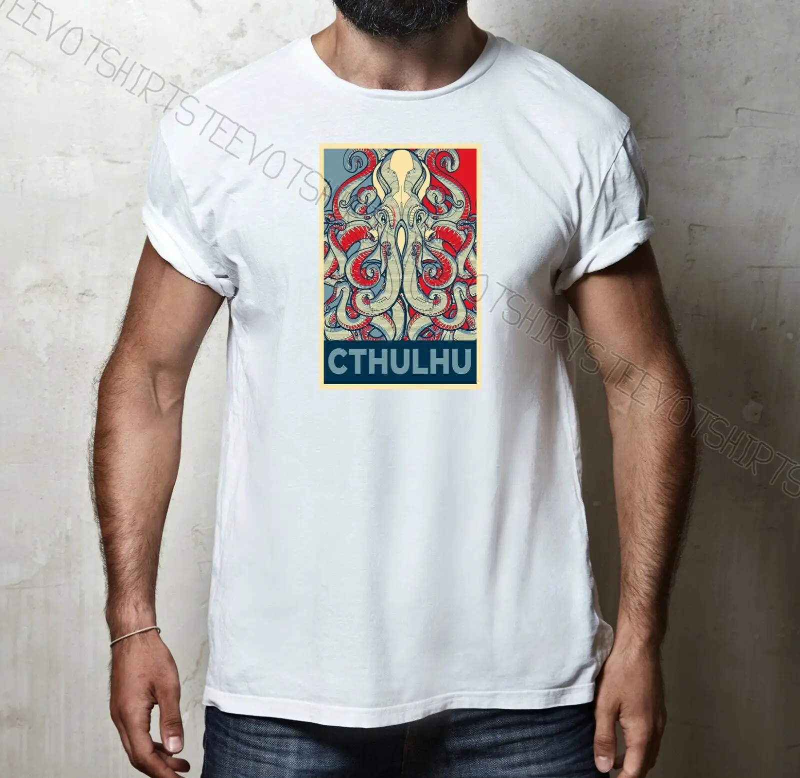 Cthulhu H.P Lovecraft Character 100% Cotton Mens Hope Poster Parody 2019 New Brand-Clothing Fashion Cotton Graphic T Shirts