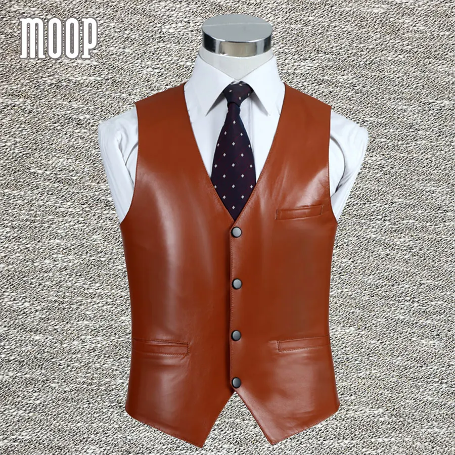 4Colors genuine leather vest 100% lambskin leather jacket men waistcoat business coat chaleco hombre colete LT603 Free shipping