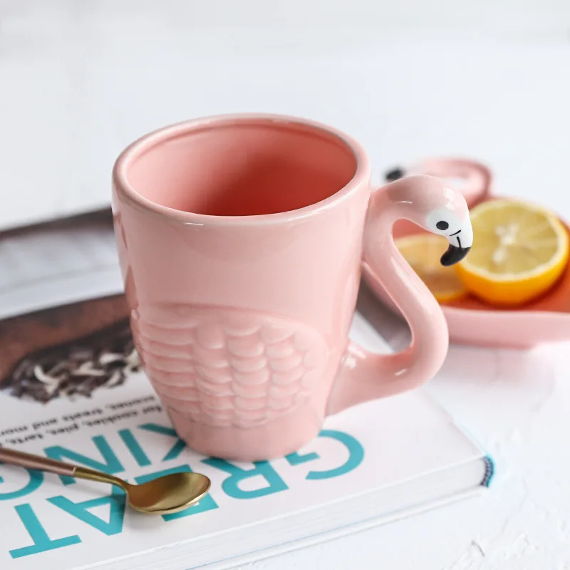 Creative Pink Flamingo Mug Coffee Cup Travel Coffee Mug Ceramic Cups For Coffee Tea Cups And Mugs Pink Flamingo Cup