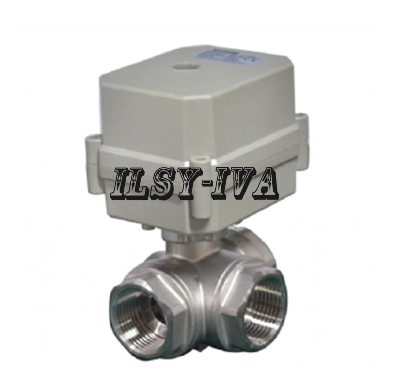 DC24V horizontal Stainless Steel Electric Valve,DN20 3-way Motorized Valve