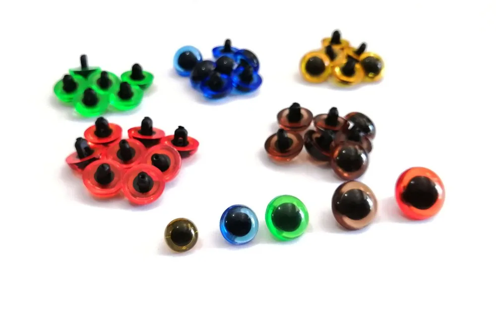 

30pcs/lot 9mm/10.5mm/12mm/13.5/15mm red/green/blue/yellow/brown diy handscrew safety button toy eyes -size color option