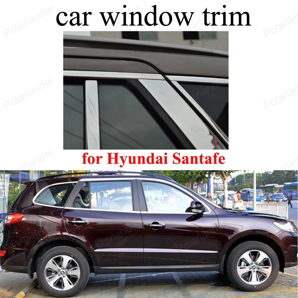 

Car Styling Stainless Steel Window Trim Decoration Strips Accessories For H-yundai Santafe without column