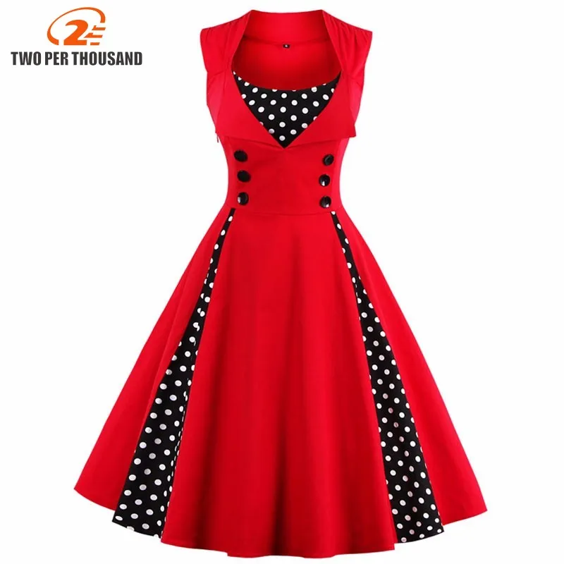 S-5XL Women Robe Pin Up Dress Retro 2018 Vintage 50s 60s Rockabilly Dot Swing Summer female Dresses Elegant Tunic Vestido