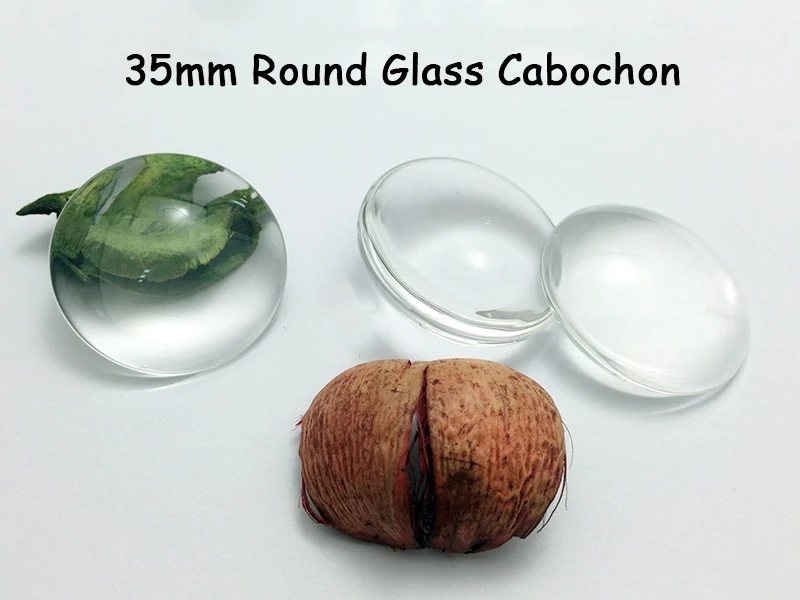 

10pcs/lot 35mm Round Flat Back Transparent Clear Glass Cabochon Cameo Domed for DIY Pendant Jewelry Making Accessories