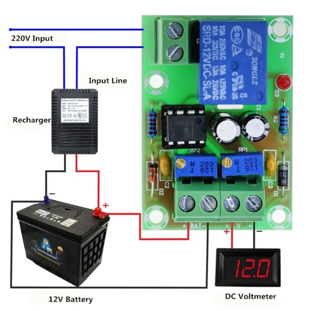 12V Battery Charging Control Board XH-M601 Intelligent Charger Power Control Panel Automatic Charging Power