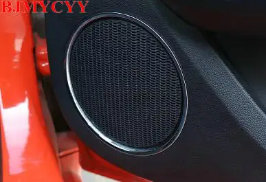 BJMYCYY Interior Door Speaker Sound Cover Trim Garnish 2pcs/set For Ford mustang 2015 2016 2017