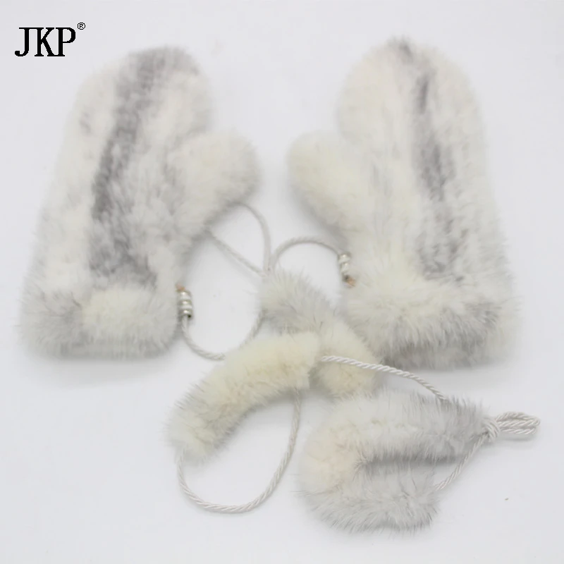 JKP Winter Gloves For Luxury Brand Woman 2020 New Genuine Solid Russian Mink Fur Female Winter Gloves Mittens Warm Gloves