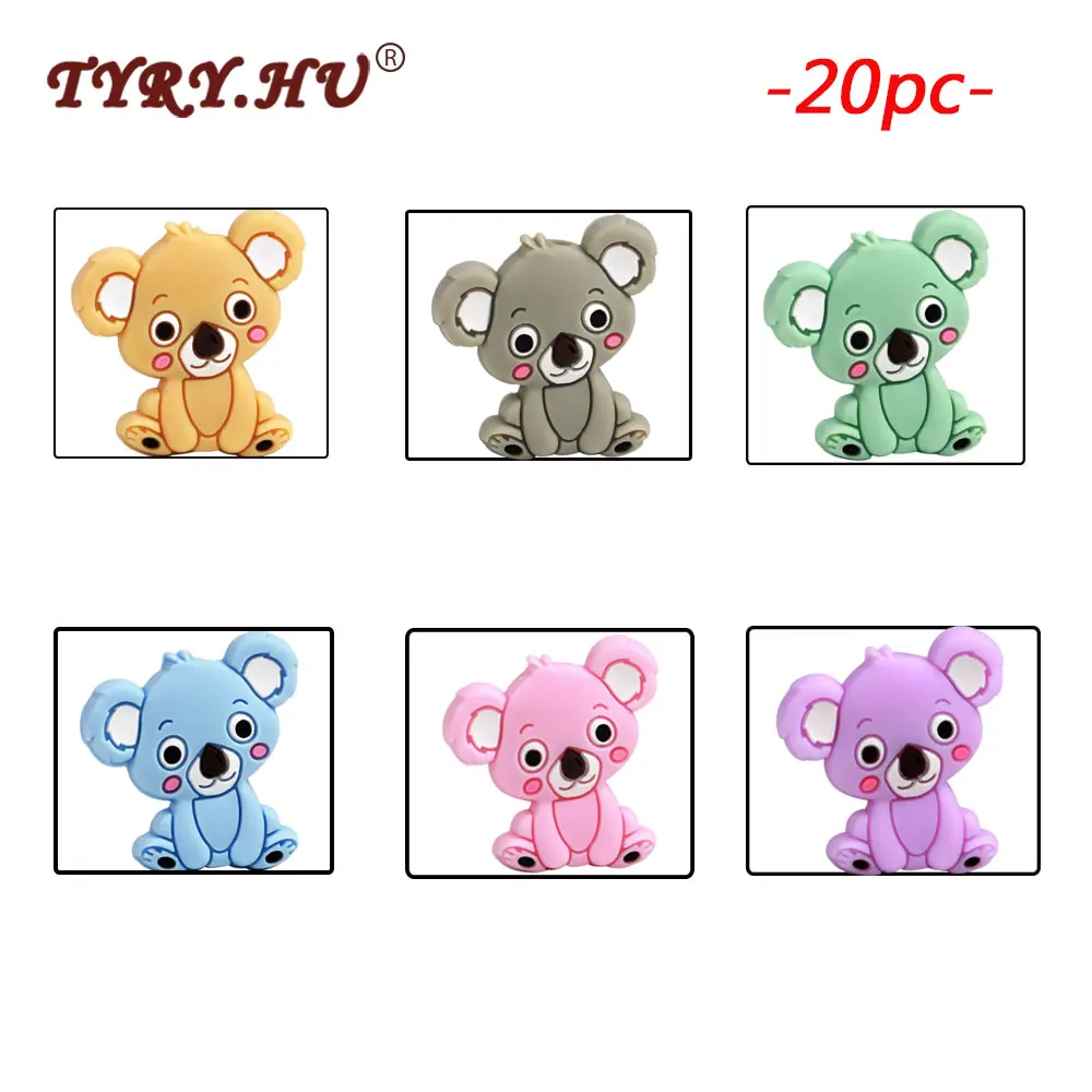 

TYRY.HU 20pc Baby Silicone Teething Beads Lovely Koala Food Grade Nursing Chew DIY Necklace Accessories Jewelry Gift BPA Free