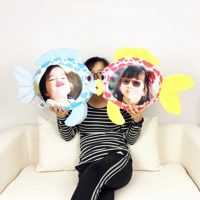 Kissing photo custom fish hold pillow humanoid cushion Christmas decorations  diy gift custom Doll Birthday Valentine's Day Gift